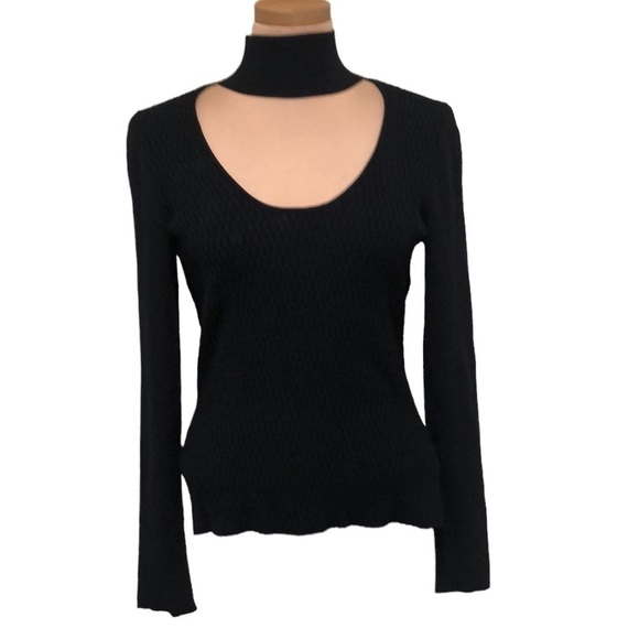 Milly Sweater Size XL Black Cutout Turtleneck Textured Knit Pullover - Picture 1 of 10